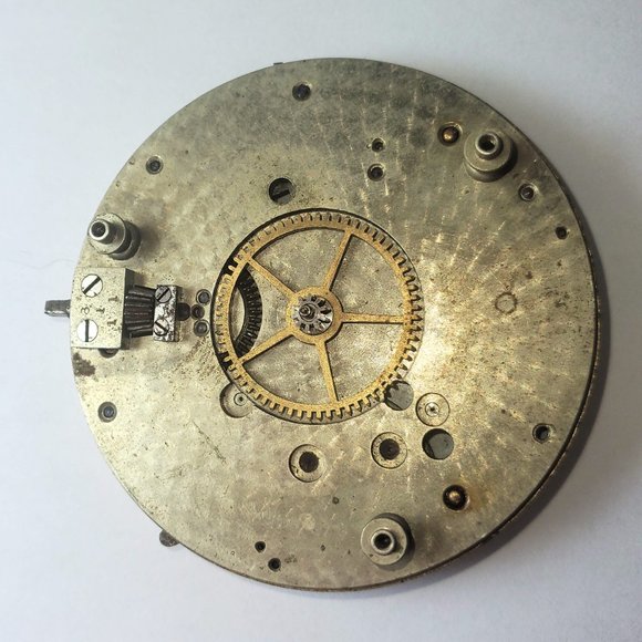 4 Vintage Pocket Watch Faces/Dials Porcelain Brass Movement Part Gears Steampunk - Picture 10 of 10